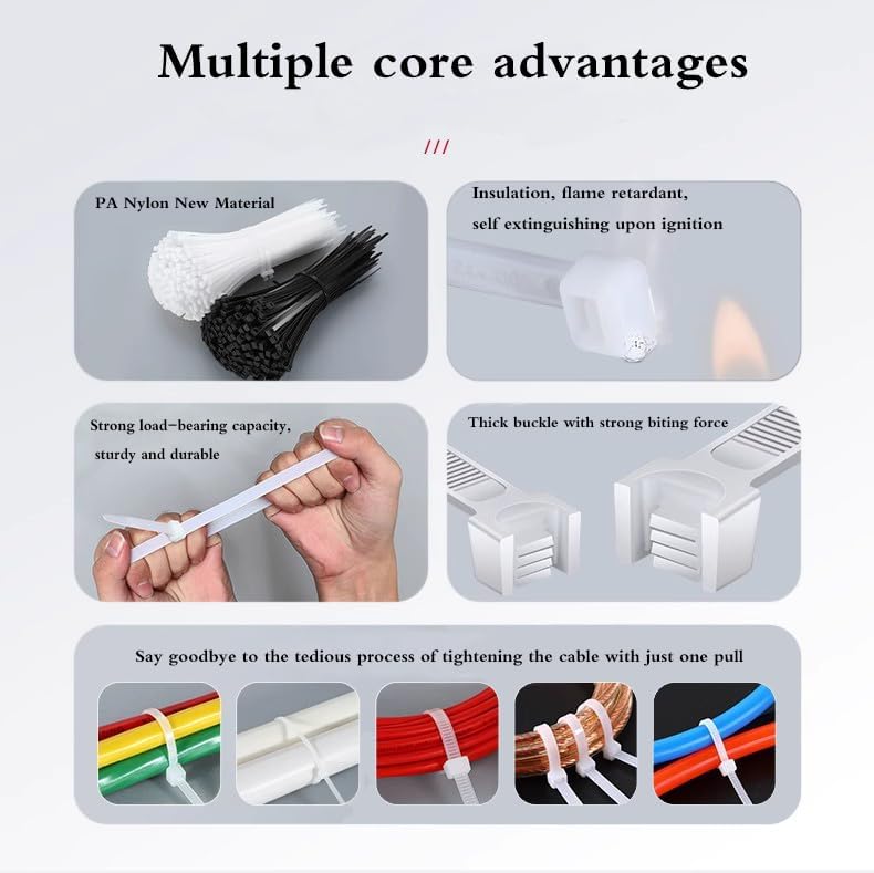 Generic 100 11 pieces of nylon zip ties, double-sided toothed, with a tensile strength of pounds, adjustable