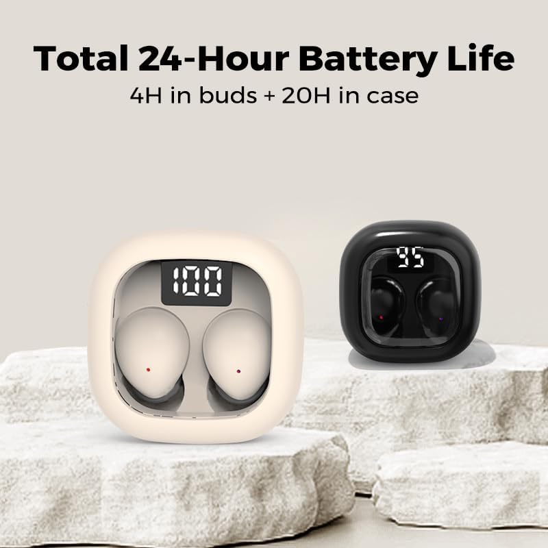 5.3 24 Mini Earbuds for Work and Sleep, Small Bluetooth Headphones, Hours Total Battery Life