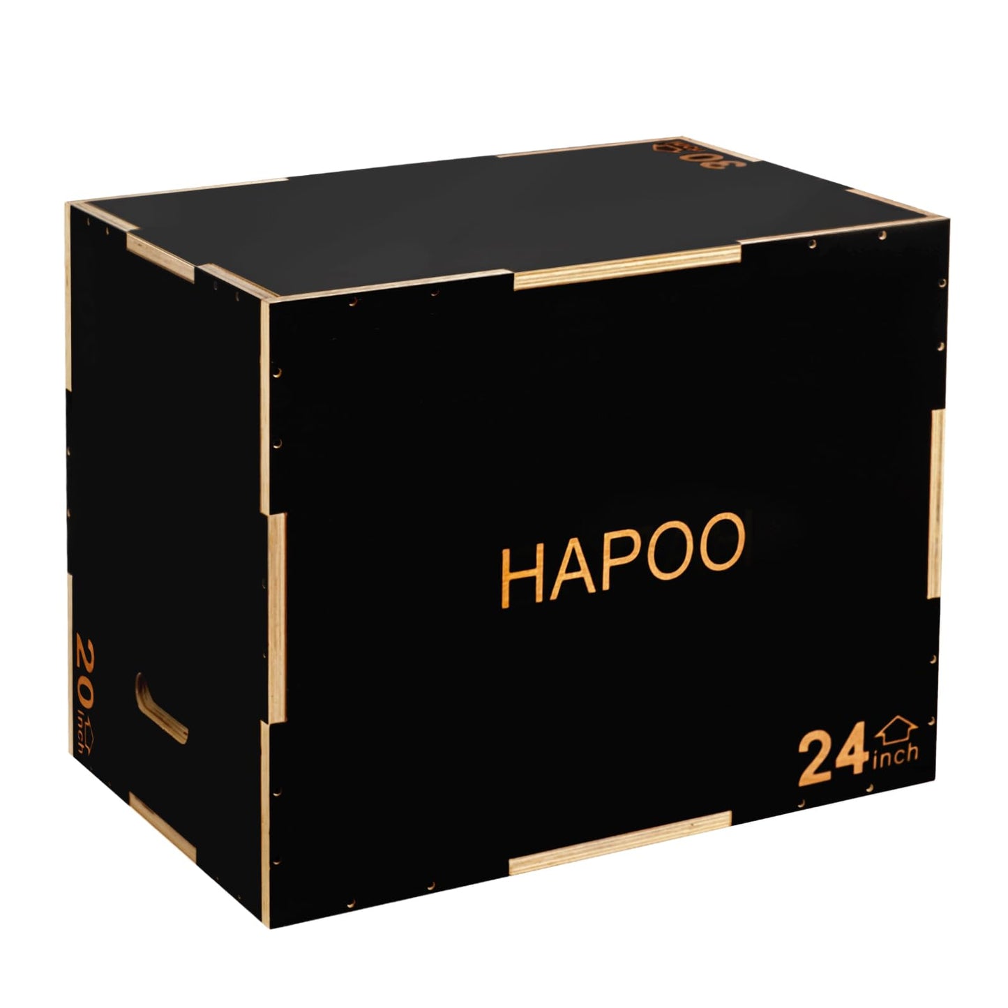 HAPOO 3-in-1 Wooden Box Jumps for Home Gym，30"x24"x20"450 lbs Boxes Step Up with Smooth Edges & Wide Built-in Handles for Jumping, Strength Training, Lunges, Squats,