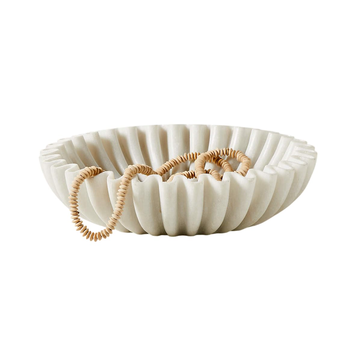PUSHPA EXPORTS Marble Ruffle Bowl Decorative Marble Scallop Bowl Flower Bowl Fruit Bowl Ruffled Marble Bowl Jewelry Dish Christmas Gift Decorative Bowl (2 Pieces of 6 inch)