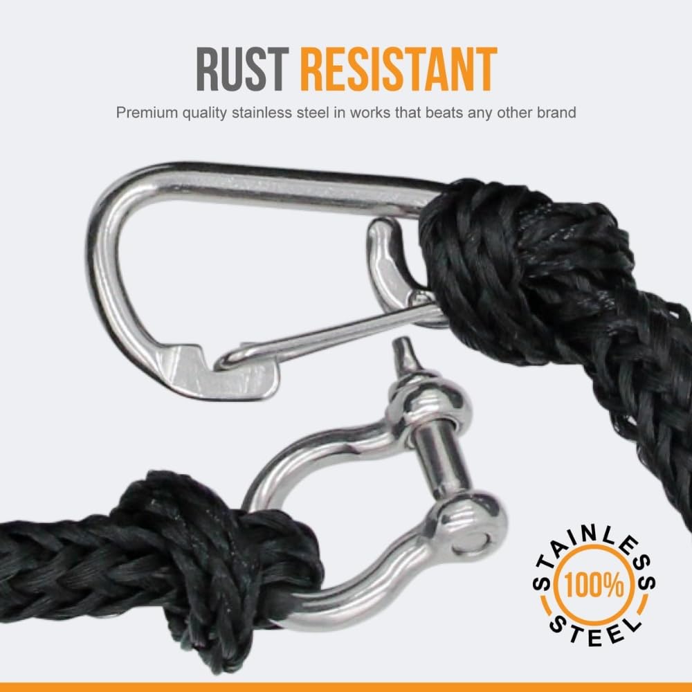 Anchor-Man Boat Bungee Dock Lines 7ft-22ft Heavy-Duty Bungee Anchor Line with 316 Stainless Steel Clips High-Elasticity Bungee Rope for Boat, Jet Ski, & Kayak