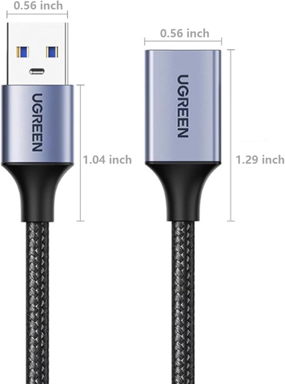 2 Pack (3 3 Headset UGREEN USB Extension Cable FT+ FT), Nylon Braided Extender Compatible With Webcam, Camera, Phone