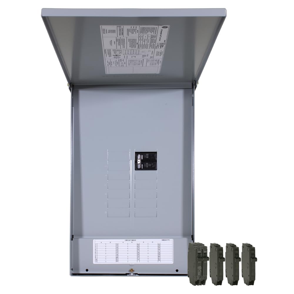 ABB TM1212RCUBK1 125A Main Breaker Outdoor Load Center • PowerMark Gold • 120/240V AC, 12-Space, 24-Circuit, 22 kAIC • Copper Bus • Includes 3X 20A SP & 1x 30A DP Breakers • NEMA 3R Surface Mount