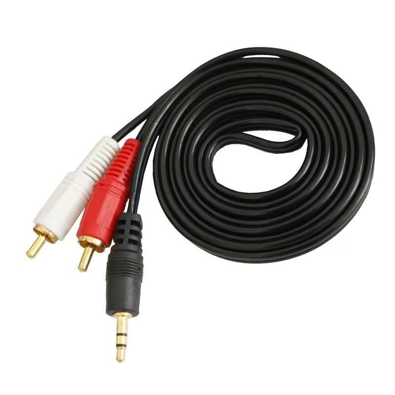 ThtRht 2 Pack 1/8'' 3.5mm 2 Mp3 1.5 Audio Cable TRS Male to RCA Male Stereo Sound Cord for Computer Phone Port