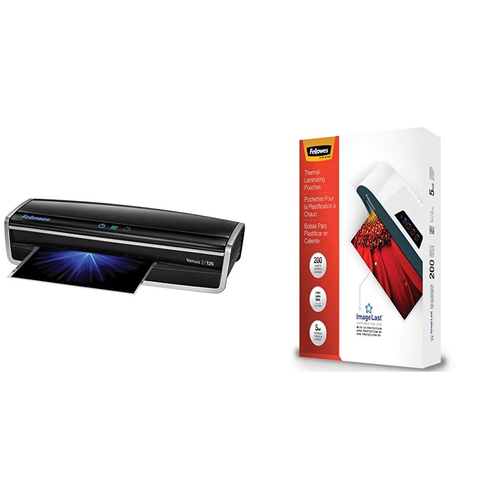 Fellowes Laminator Venus 2 125 and Thermal Laminating Pouches Letter Size Bundle