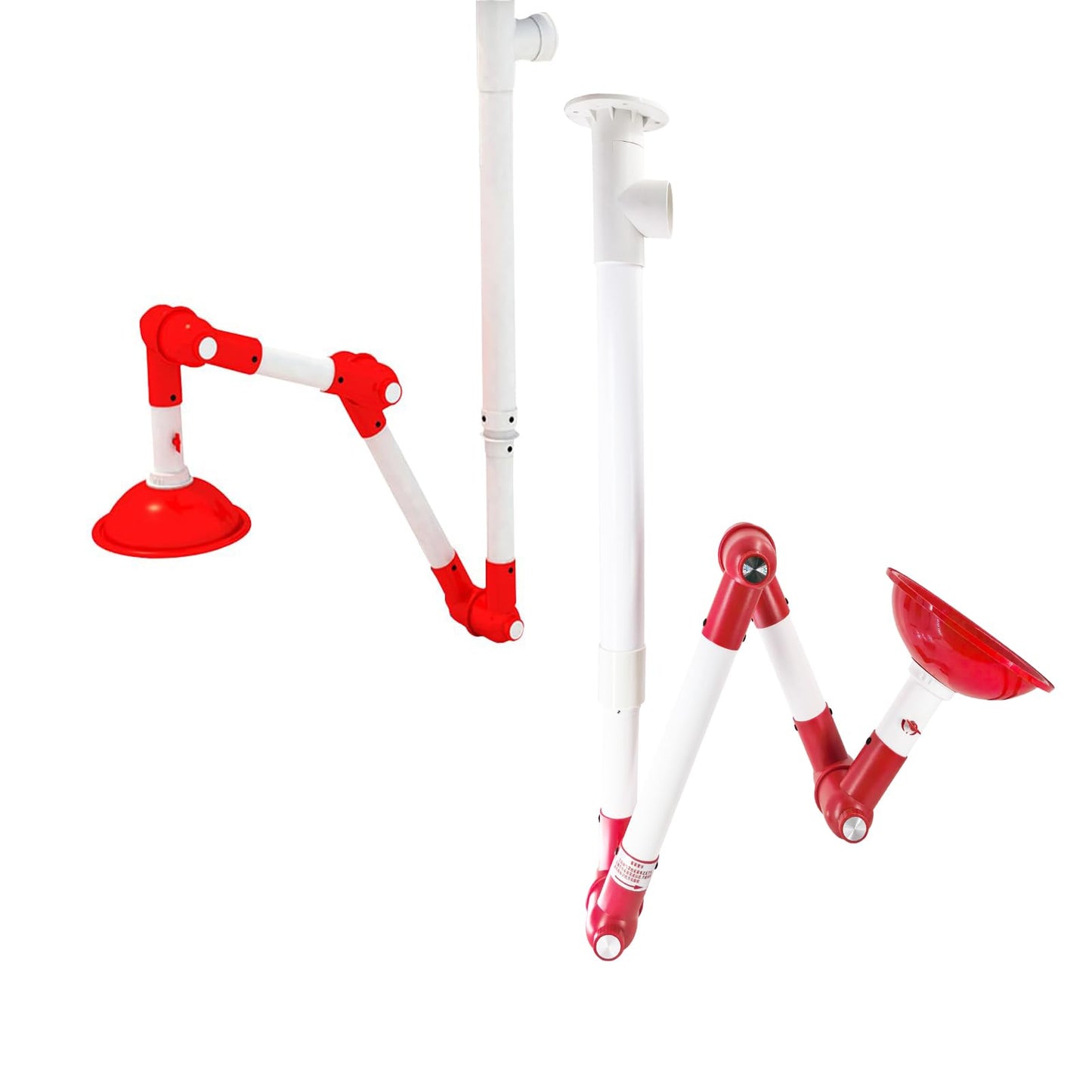 ZC FLYYD Universal Fume Extractor Arm 90mm 110mm Compatible, 3-Section 360° Rotatable Lab Fume Hood Snorkel, Ceiling or Wall Mountable for Laboratory,Moxibustion, Soldering, Industrial (White-White)