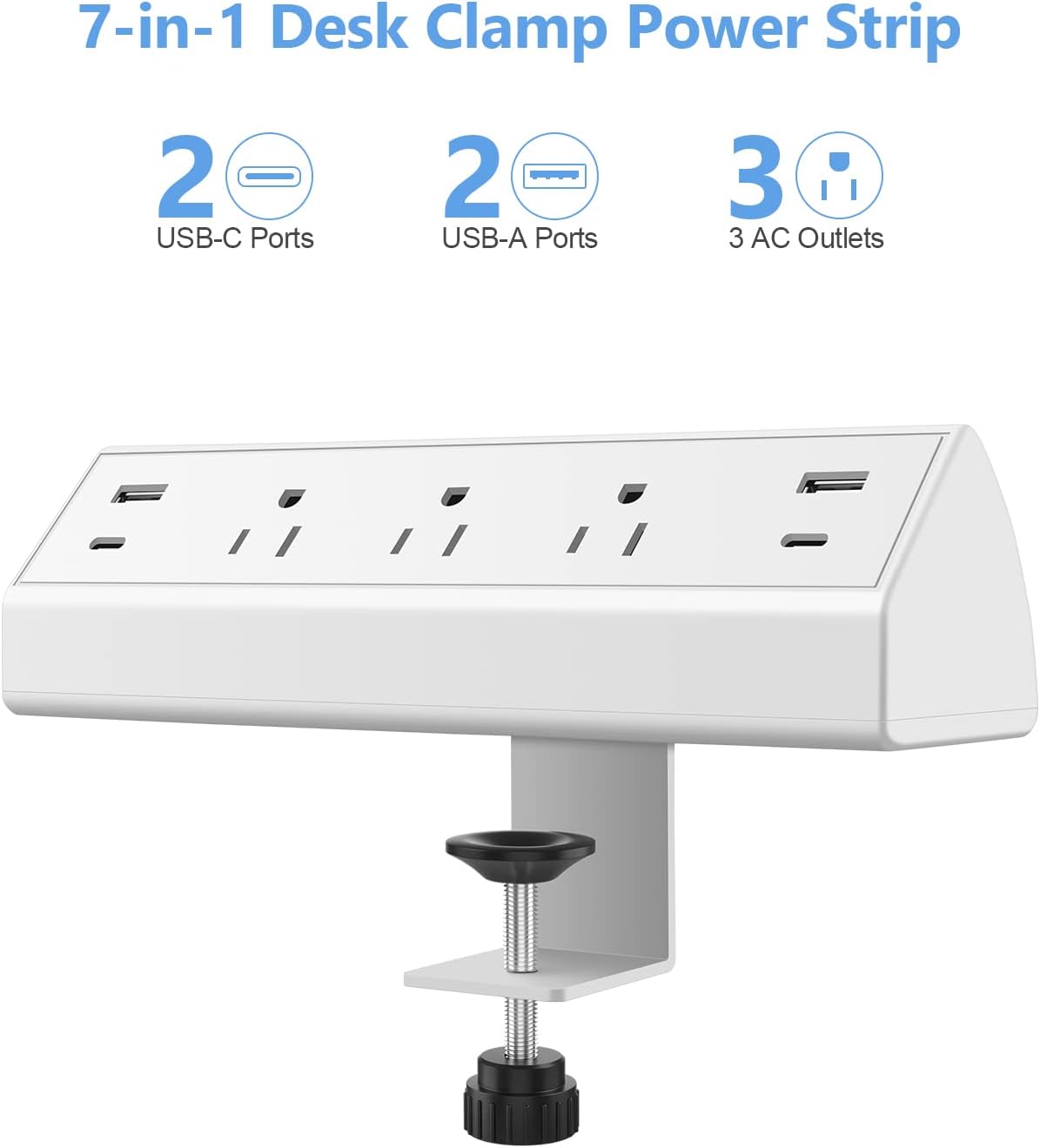 Jgstkcity Strip,40W Station,2 20W Office,3 1.96" Desk Clamp Power Total Fast Charging PD USB C Ports,Desk Edge Mount