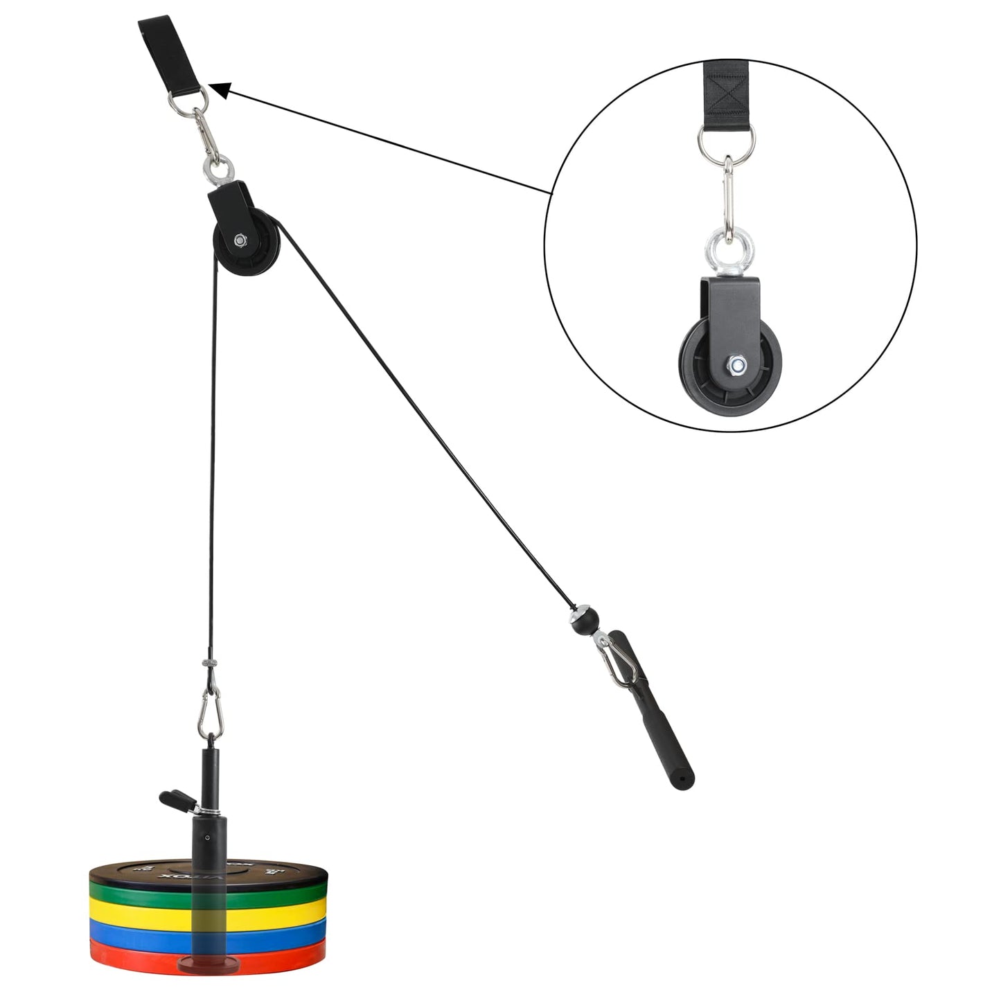 PANTIK 90mm Gym Pulley System Pulley Wheel with 2 Hanging Strap Carabiner, Fitness Swivel Pulley Wheel for DIY Home LAT Pulldown and Lift Cable Machine