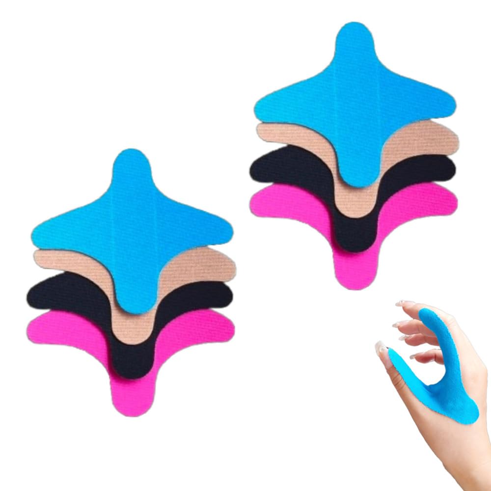 DeaHea 8 Pack Kinesiology Tape Hand Precut Strips Breathable Sports Tape Elastic Cotton Athletic Tape Hand Muscle Joint Support Kinetic Tape for Thumb Pain Relief Exercise Trigger Thumb Arthritis