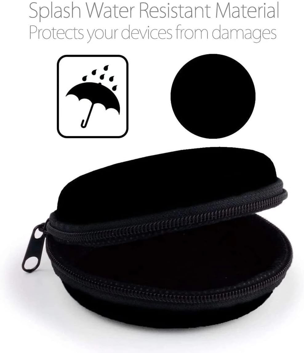 Tangseajiao 1 Pc Black Mini-Portable Hard Shell Earbuds Case, Round Earphone Carrying Case Storage Bag, Hard EVA