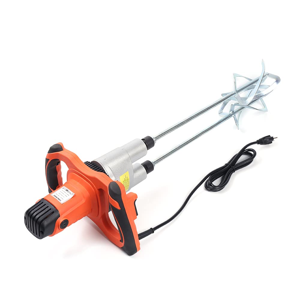 1800W Heavy Duty Electric Cement Mixer - Dual Paddle Stand Mixer with 2-Speed, 110V Portable Mortar & Paint Mixer for Concrete, Stucco, Mud, Commercial & DIY Use