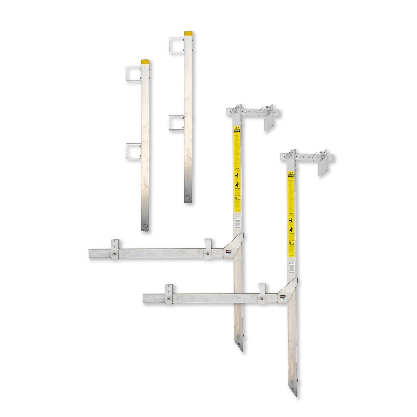 WallWalker 6 Foot Top Plate Hanging Scaffold with Guard Rail Posts (Pack of 2) Light Weight Aluminum Scaffolding Wall Walker Brand - OSHA Compliant