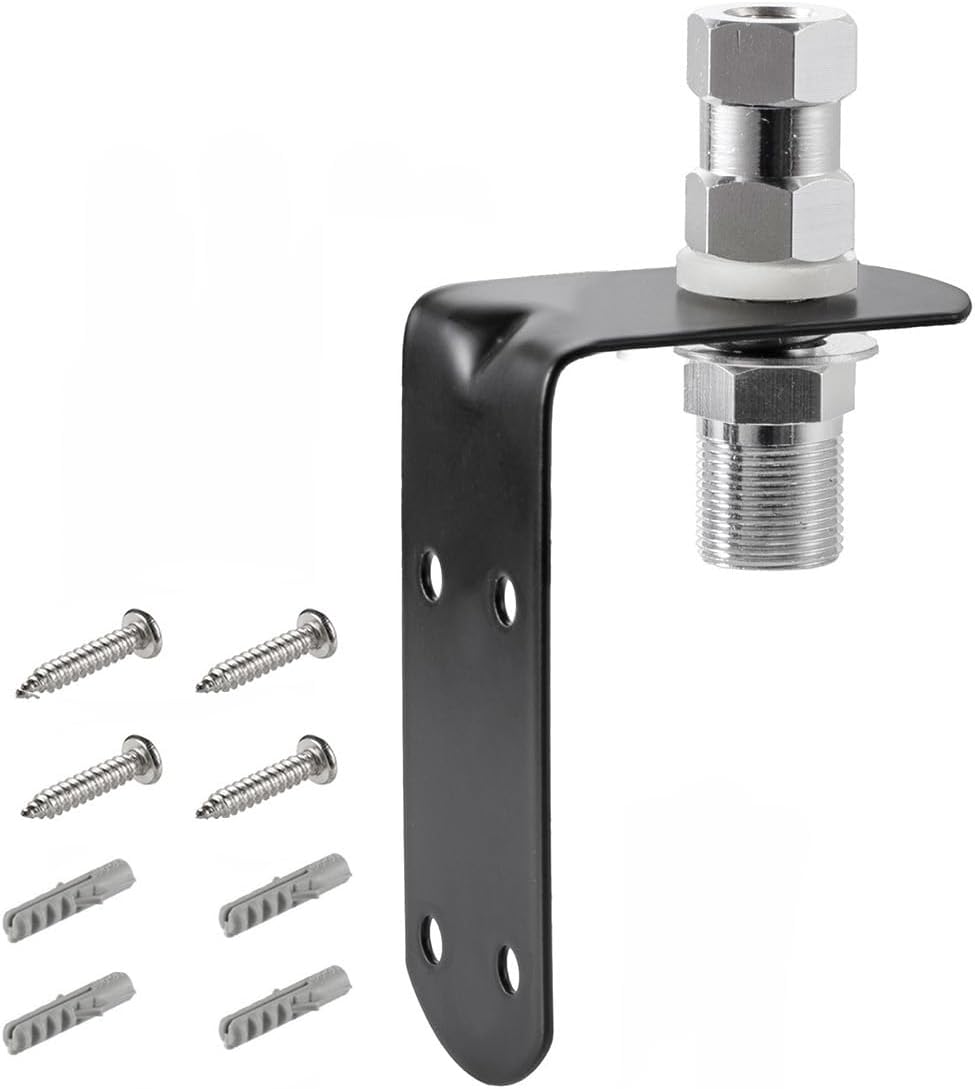 SO-239 3/8-24 L-Shape Universal CB Antenna Hood/Trunk Channel Wall Mount with Stud Compatible with Standard Threaded