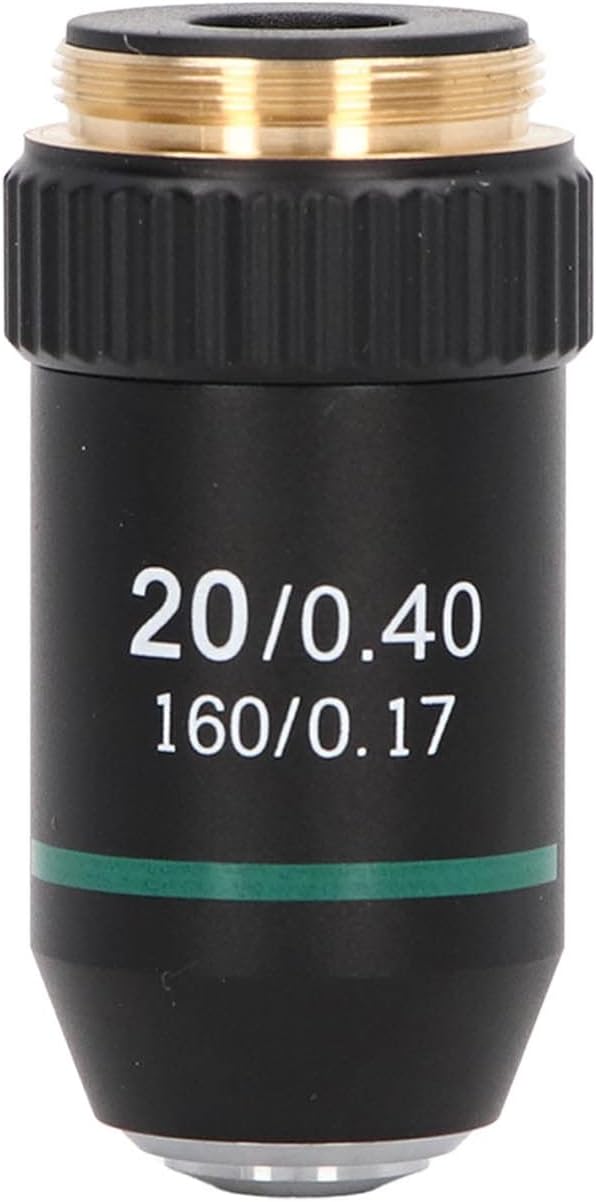 FILFEEL 20X 0.40 Microscope Objective Lens, Brass Chrome Plated Achromatic Objective, Spring Device, Numerical