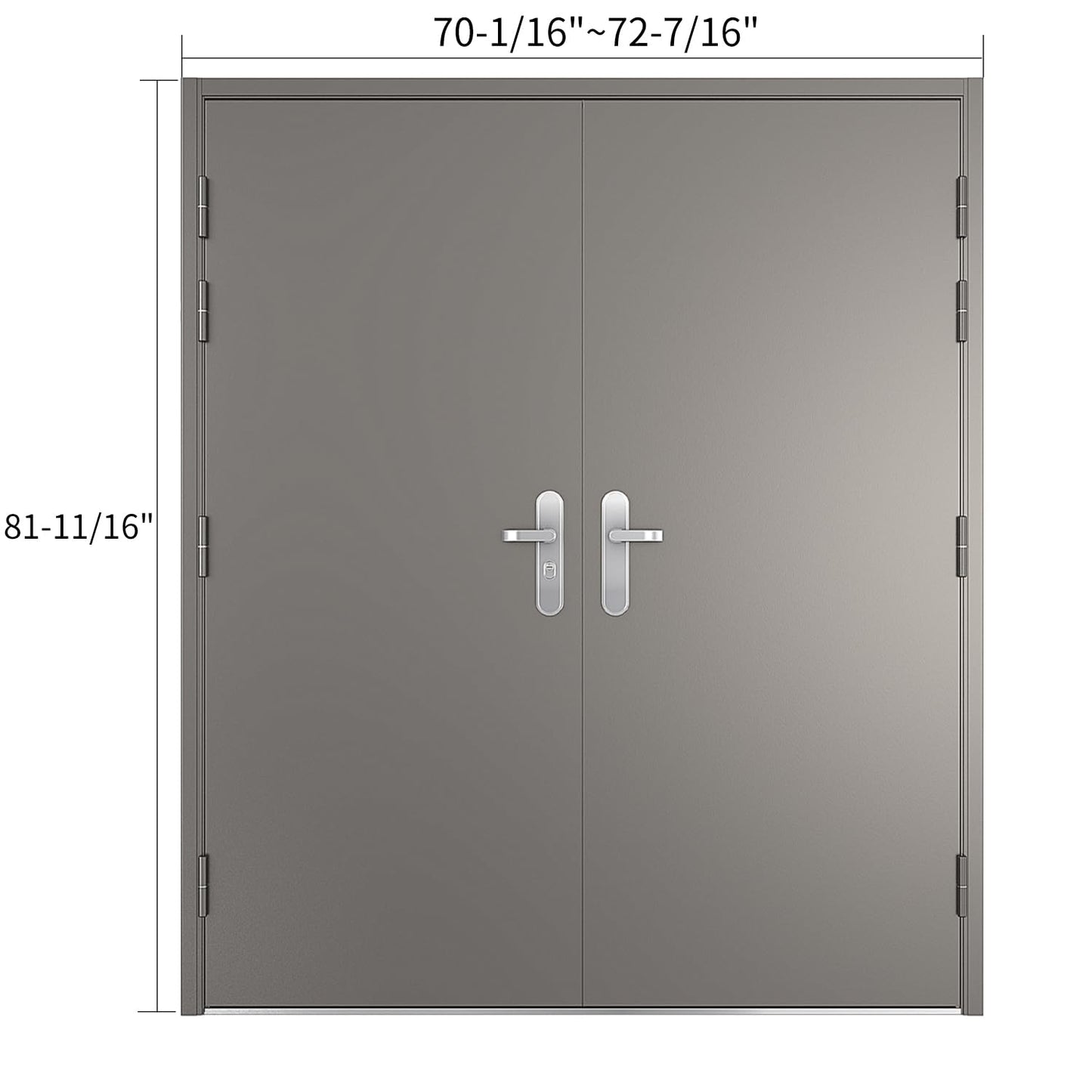 VIZ-PRO Quick Mount Double Steel Security Door with Frame and Hardware, Gray Left Side-Active Leaf Inward