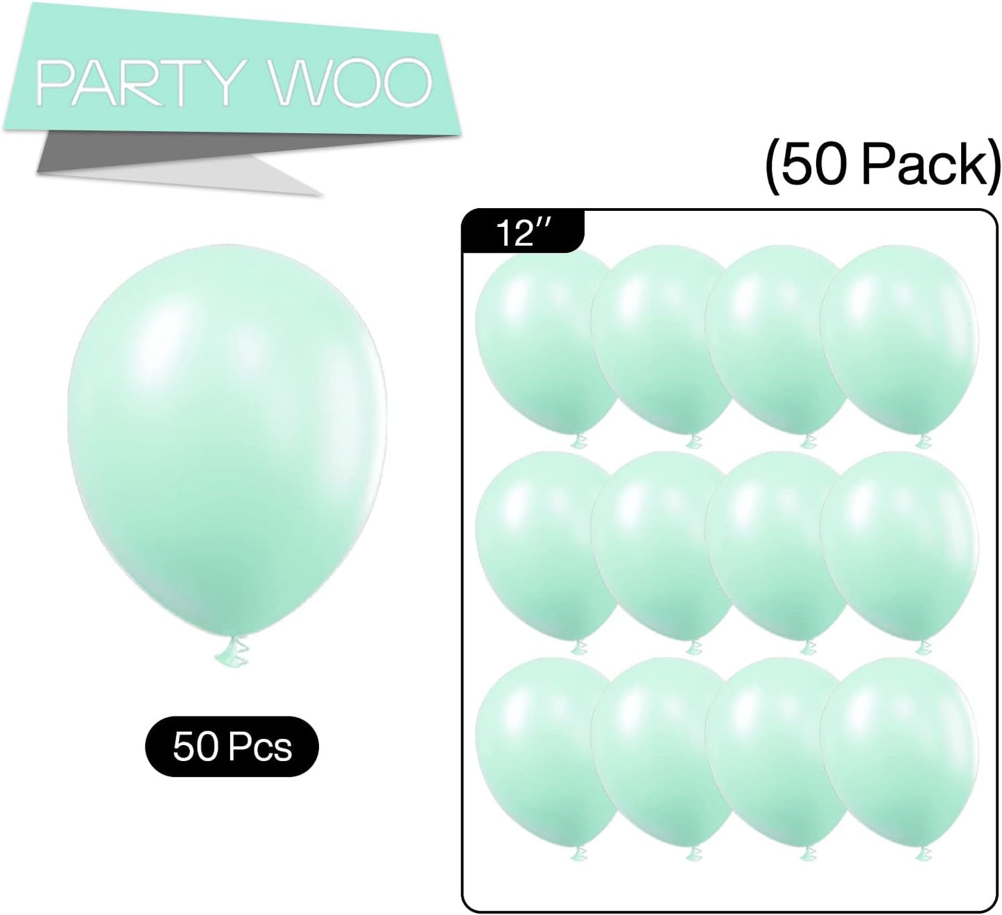 PartyWoo Teal Balloons - 50 Pack 12 Inch Pastel Turquoise Balloons for Celebrations & Events