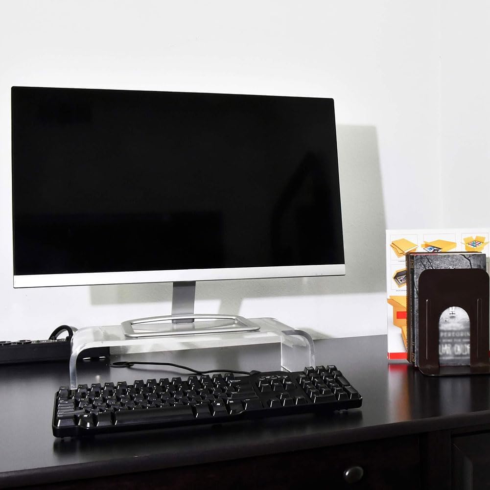 Generic Acrylic Monitor Stand Clear Monitor Riser Desk Laptop Stand Riser Laptop/PC/Multimedia Monitor Stand for Home