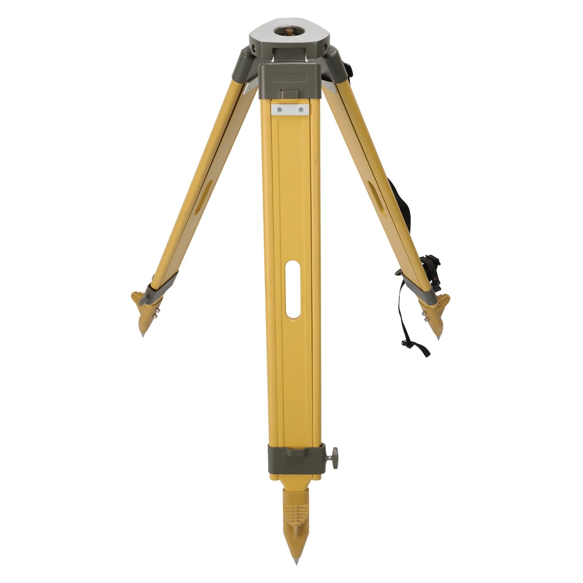 Fiberglass Surveying Tripod, Heavy Duty Yellow Fiberglass and Wood Tripod with Twist Clamp and Copper Center Screw for Robotic Total Stations and Theodolite (Flat Head-C)