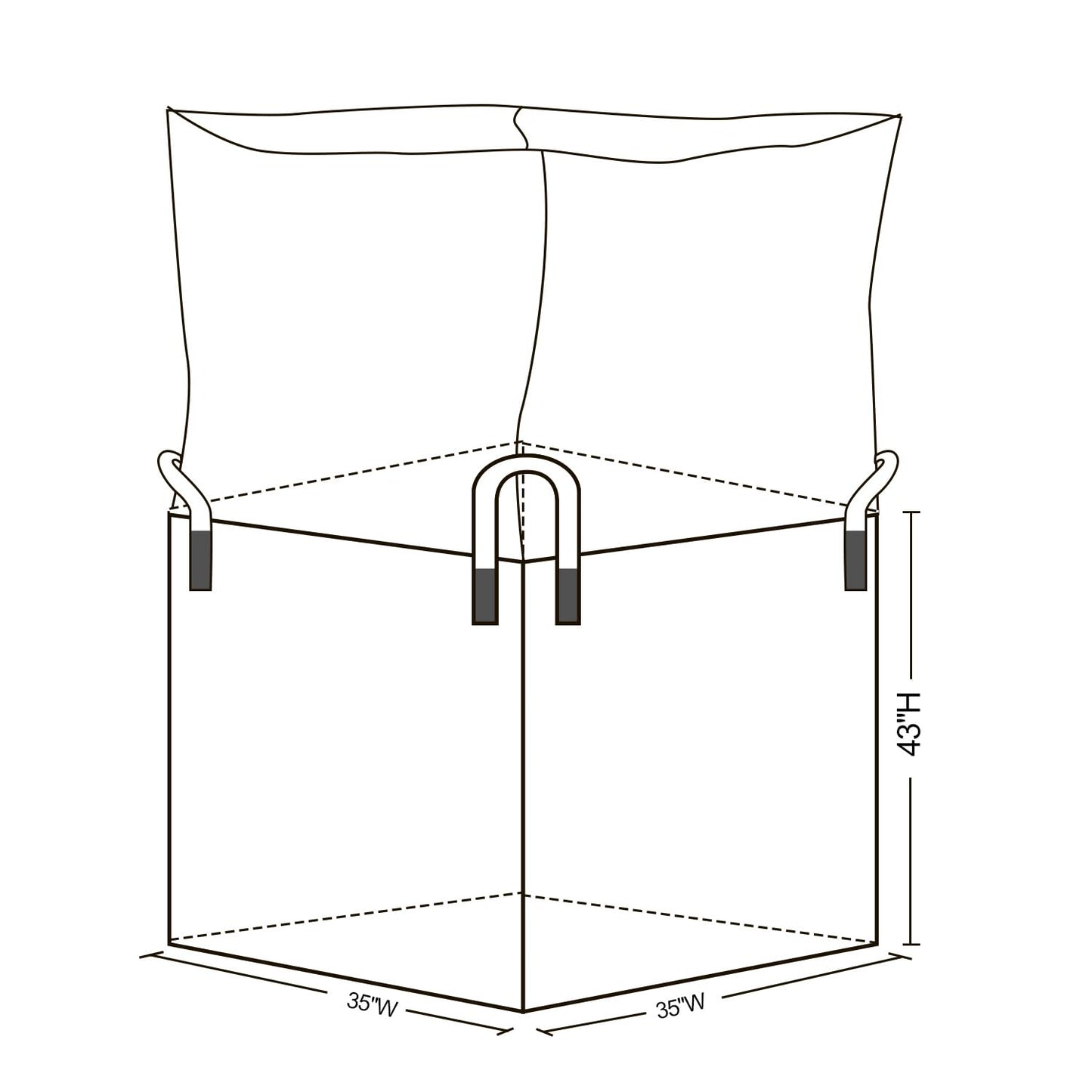 CFKJ 10 Pack FIBC Bulk Bag, 1 One Ton Bag, 35" L x 35" W x 43" H, 2200lbs SWL, Duffle Top Flat Bottom Four Loop FIBC Big