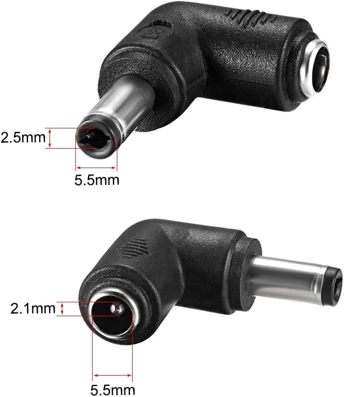 Artilits 2pcs 2.1mm*5.5mm 5.5 2.5mm 12V 5.5 2.1mm Female to * Male, Plug Connector X for CCTV Security Camera, DVR, Car