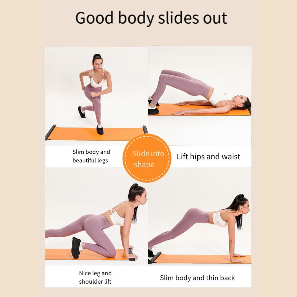 Bloepum Yoga Sliding Mat Sports Fitness Glide Plate Core Exercise Running Skating Leg Training Board Gym Equipment Easy Install Easy to Use Black 140cm