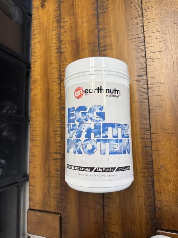 EarthNutri - Egg White Protein Powder Supplement for Pre, Intra or Post Workout, 26g of Protein Per Serving, Supports Muscle Strength & Recovery, No Artificial Additives - Cookies 20 Servings (640g)