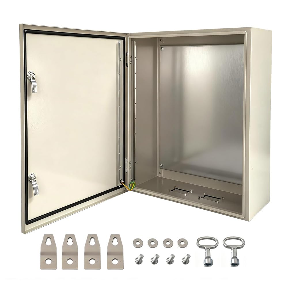 YongChen Steel Electrical Enclosure, 24x24x12 inch IP66 Waterproof & Dustproof Metal Box, 1.5mm Carbon Steel Junction Box for Indoor Outdoor Wall Mounted