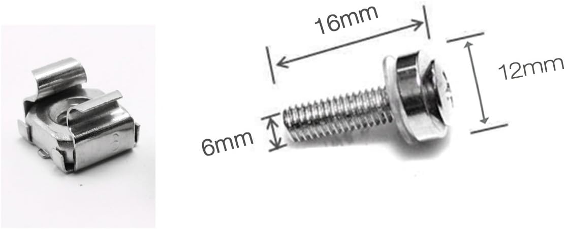 Lancher 60-Pack M6 16mm x Screws and Cage Nuts for Server Shelf Cabinets Rack Mount Screw