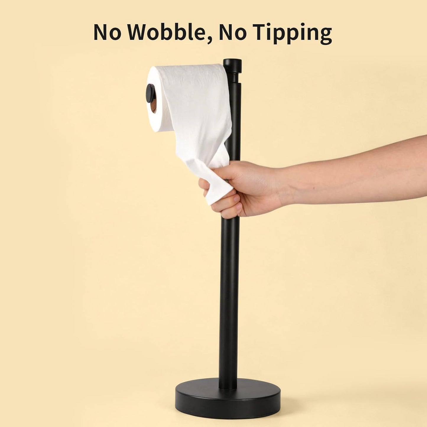 YUMORE Heavy Duty Toilet Paper Holder Stand - Matte Black Stainless Steel Design, 4.4lbs Capacity