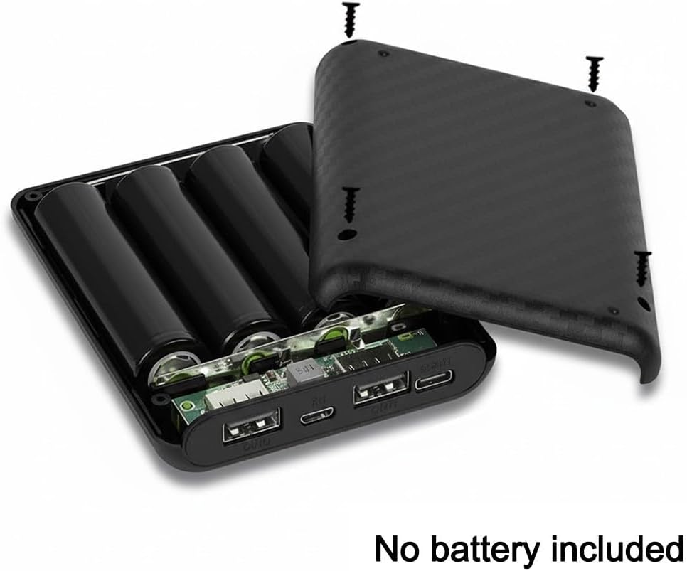 Floweringbeter 4 5V 2 4A, 5V 2.4A) Slots Power Bank Battery Box Charging Case with Type C and Mic Input, Dual USB
