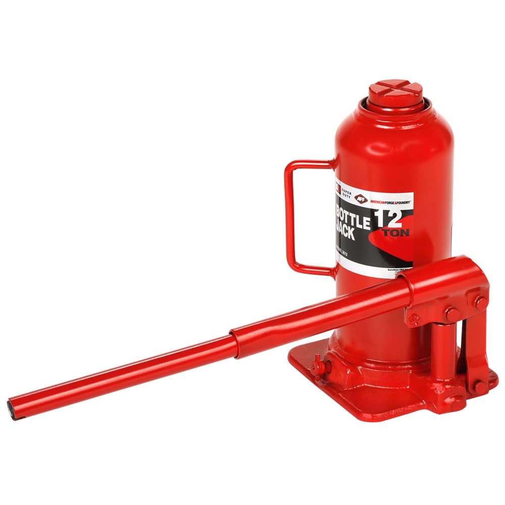 AFF Super Duty 12 Ton Hydraulic Bottle Jack, Manual, Welded Cylinder, High-Grade Steel Construction, Forged and Welded Base, 3612