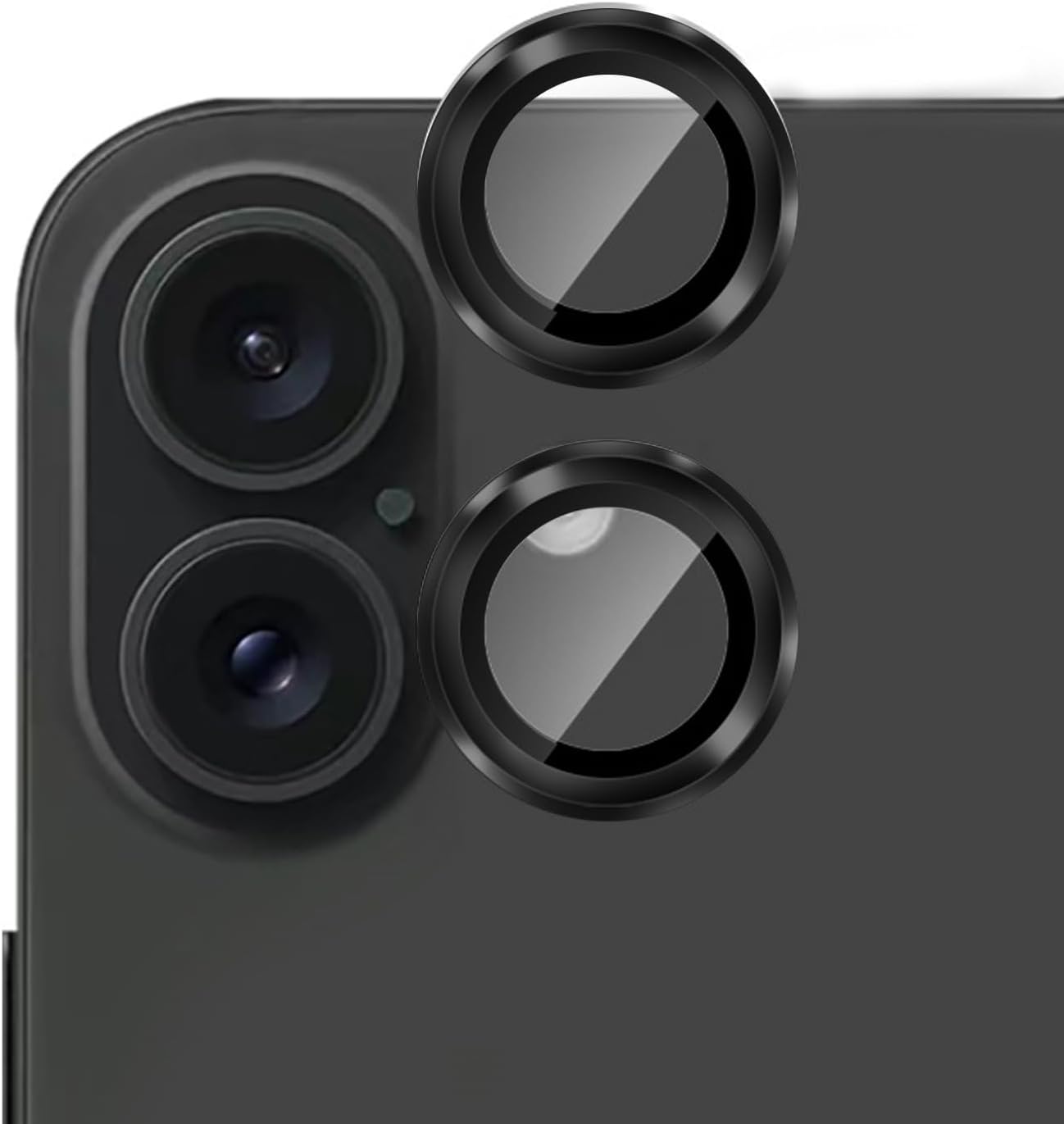 16 16 9H TENOC Camera Lens Protector for iPhone & iPhone Plus, Tempered Glass Camera Screen Cover, Black Metal