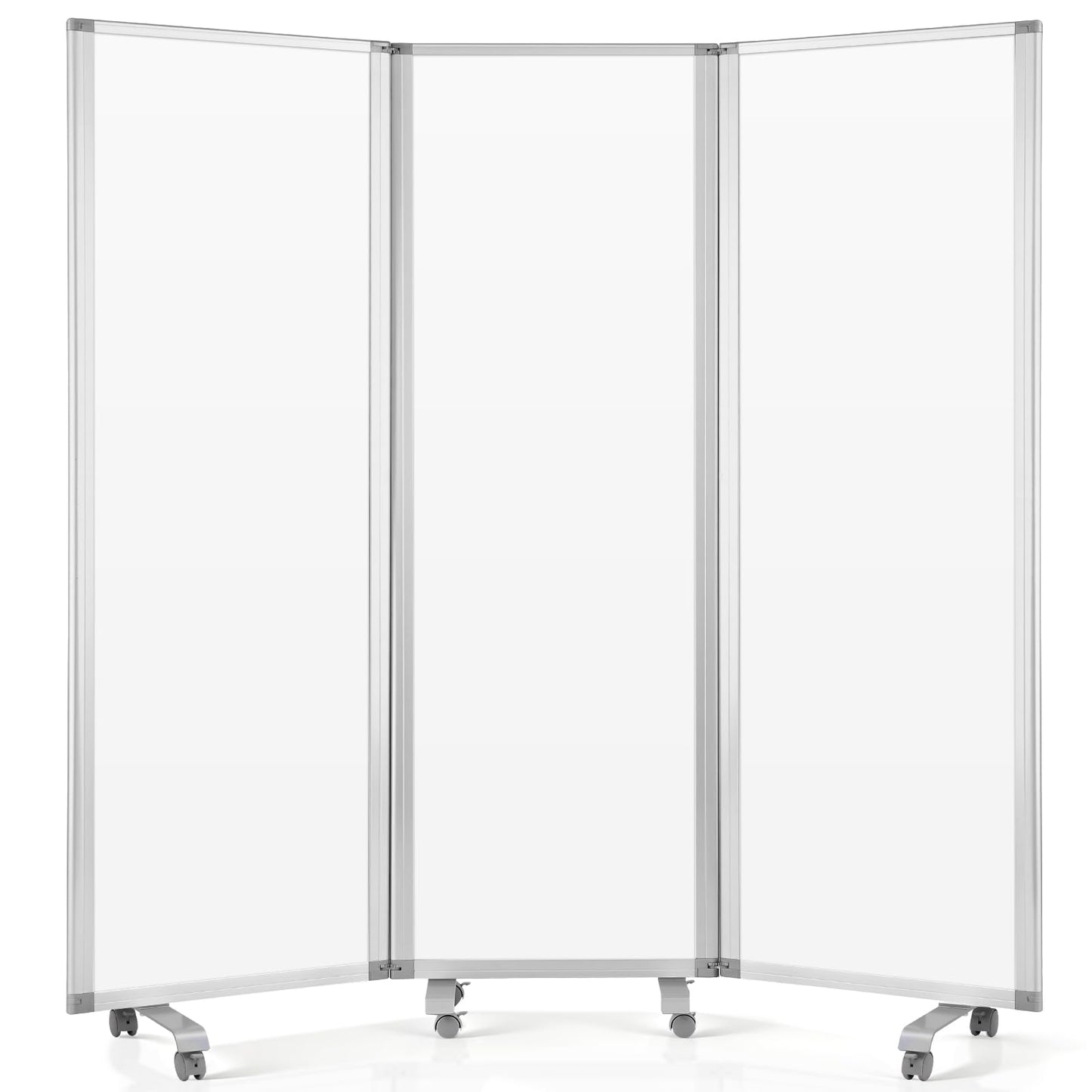 MAKELLO Portable Office Partitions 71" H x 71" W, Freestanding Office Dividers Partition Wall for Room, 3-Panel Trifold Privacy Panel, Magnetic Whiteboard, Aluminum Frame