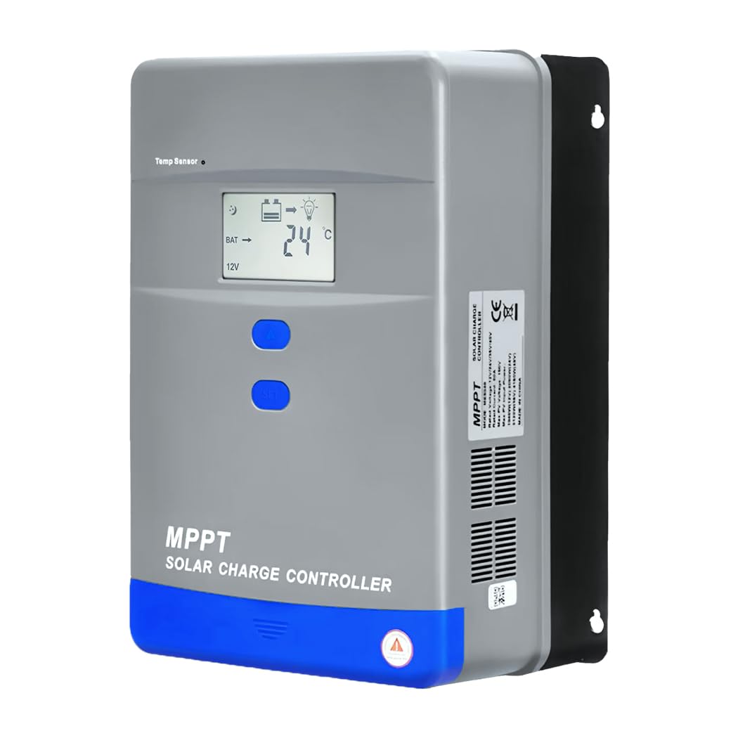 100A MPPT Solar Charge Controller 12V/24V/36V/48V Auto Battery Regulator LCD Display,MAX PV Panel Input 5200W for AGM, Gel, Flooded and Lithium Battery Charging, High-Efficiency Energy Conversion