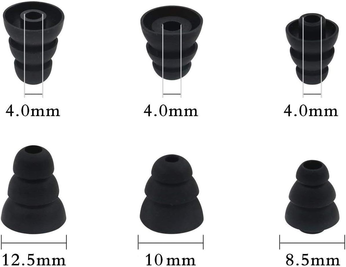 JNSA 3 4mm-5mm 4mm,S/M/L,6 3F6P3 Flange Noise Cancelling Triple Flange Eartips Eargels Earpads Ear Tips Gels Bud