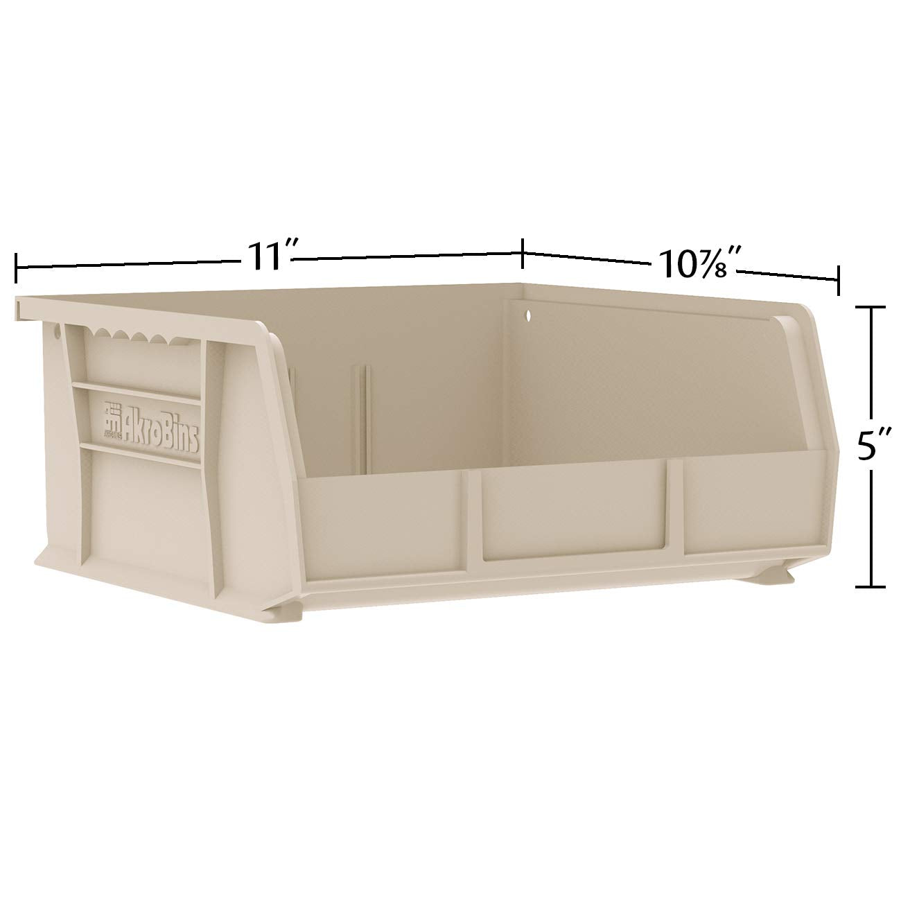 Akro-Mils 30235 AkroBins Plastic Storage Bins, Space-Saving Stackable Bins for Garage, Pantry, Craft Organization, 11" x 11" x 5", Green, 6-Pack