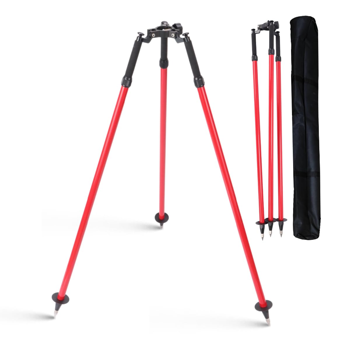 MOETER Aluminum Surveying Tripod with Thumb Release – Surveyor Tripod for Prism Poles, GPS Rods, GNSS Poles – Adjustable Telescopic Survey for Total Station Use (Red)