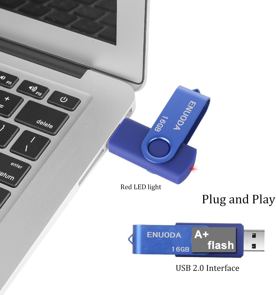 ENUODA 16GB 2 Pack 16GB 2.0 Flash Drive Thumb Drives USB Memory Stick Jump Drive Pen Drive for Storage and Backup (Blue