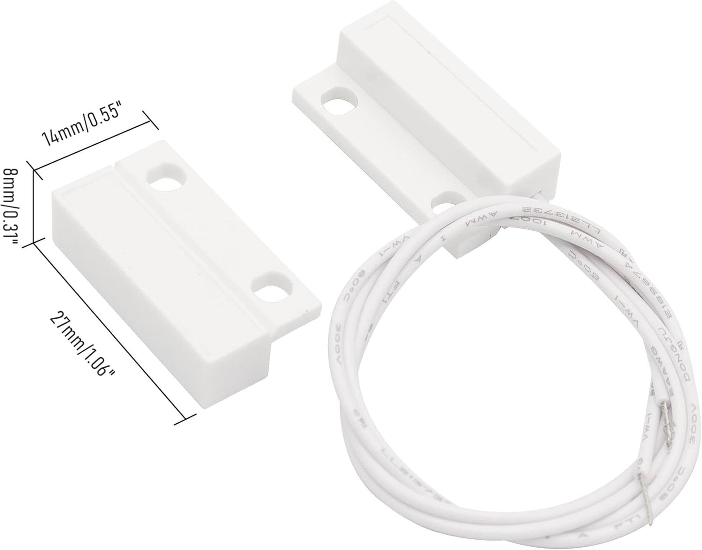 FOCMKEAS 2 MC-38 Magnetic Reed Switch Wired Surface Mount Normally Closed NC Contact Sensor Alarm Magnetic Door Switch