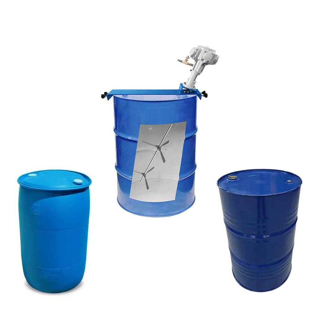 TEBILIKU 55 Gallon Closed Head Drum Mixer 3/4HP Material Viscosity for 1-5000CP Pneumatic Tank Paint Stirring Air Agitator Foldable Blade for Paint, Ink, Chemical Material
