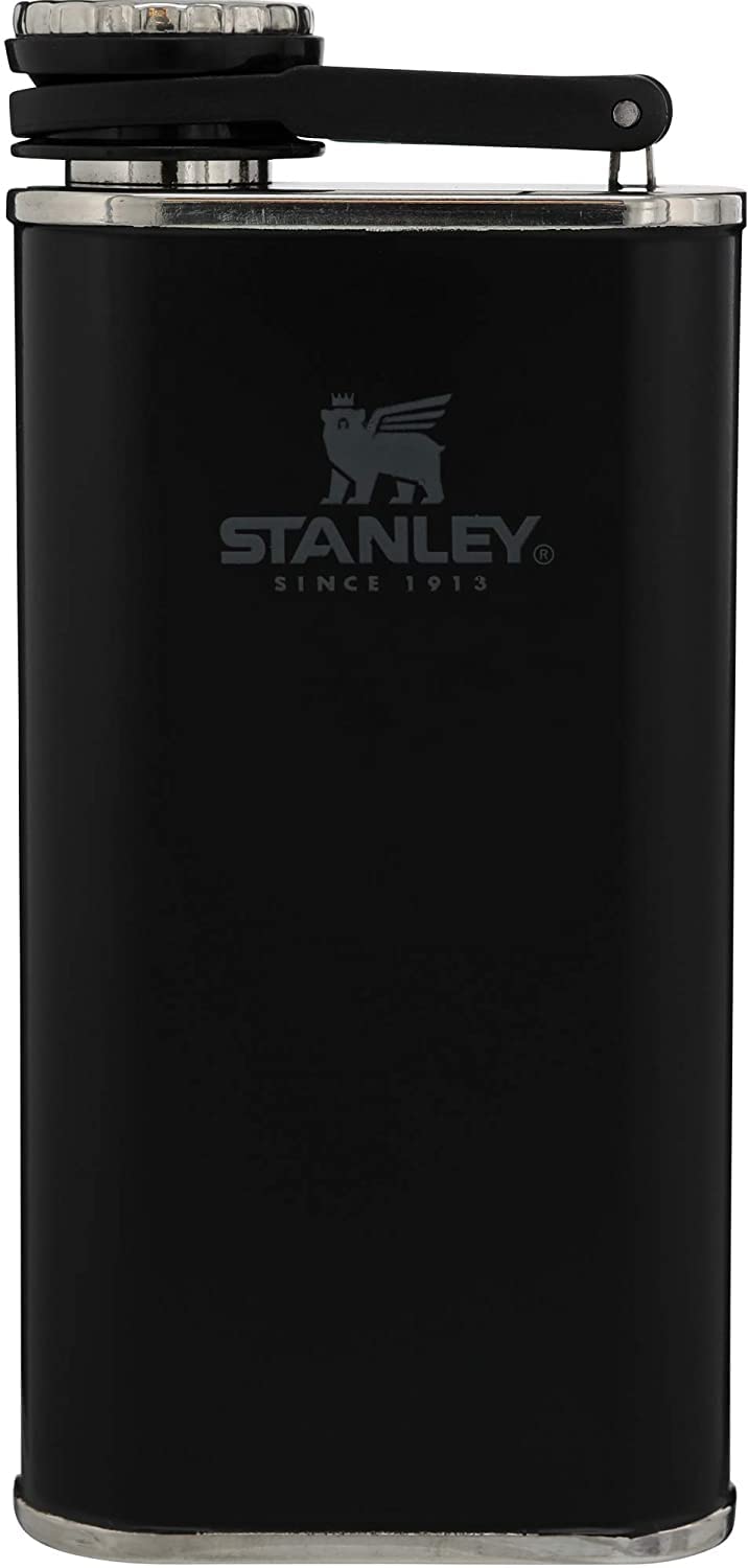 Stanley Adventure Pre-Party Flask and Nesting Shot Glass Set | 8 oz Leakproof Hip Flask | 4 Shot Glasses in Travel Carrying Case | Insulated Stainless Steel Liquor Flask | BPA-Free | Matte Black