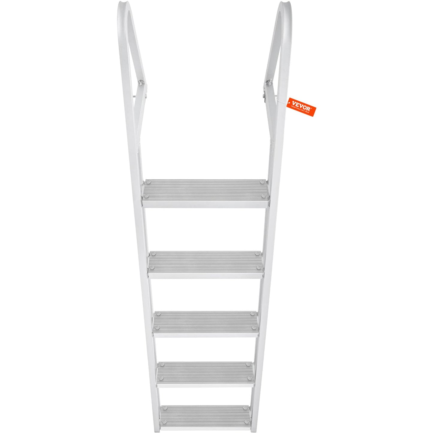 VEVOR Removable Dock Ladder 5 Steps, 350 lbs Load Capacity, Pontoon Boat Ladder with 4'' Wide Step & Nonslip Mat for Ship/Lake/Pool/Marine Boarding