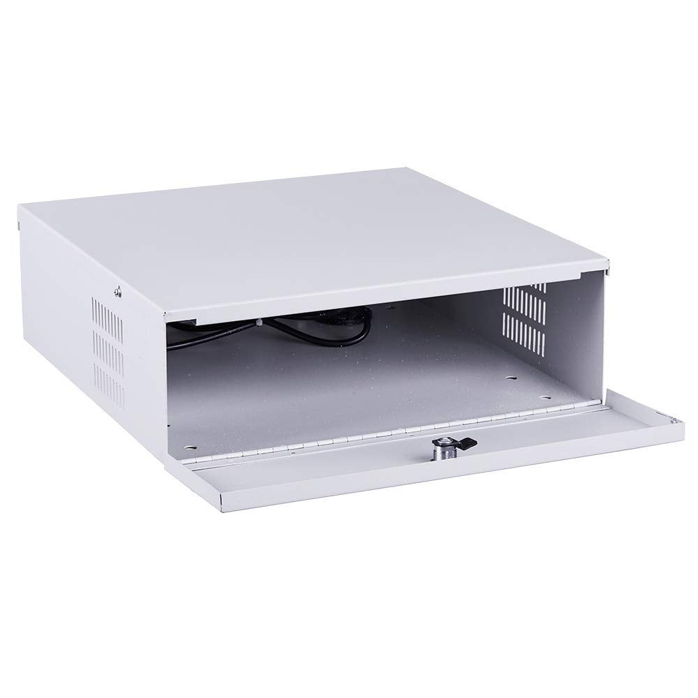 ARES VISION White DVR Lock Box 18" x 18" x 5" – Heavy Duty 16 Gauge Steel Security Enclosure with Fan, Lock & Key, Cable Knockouts – Secure NVR, Router, AV Equipment for Home & Commercial Use