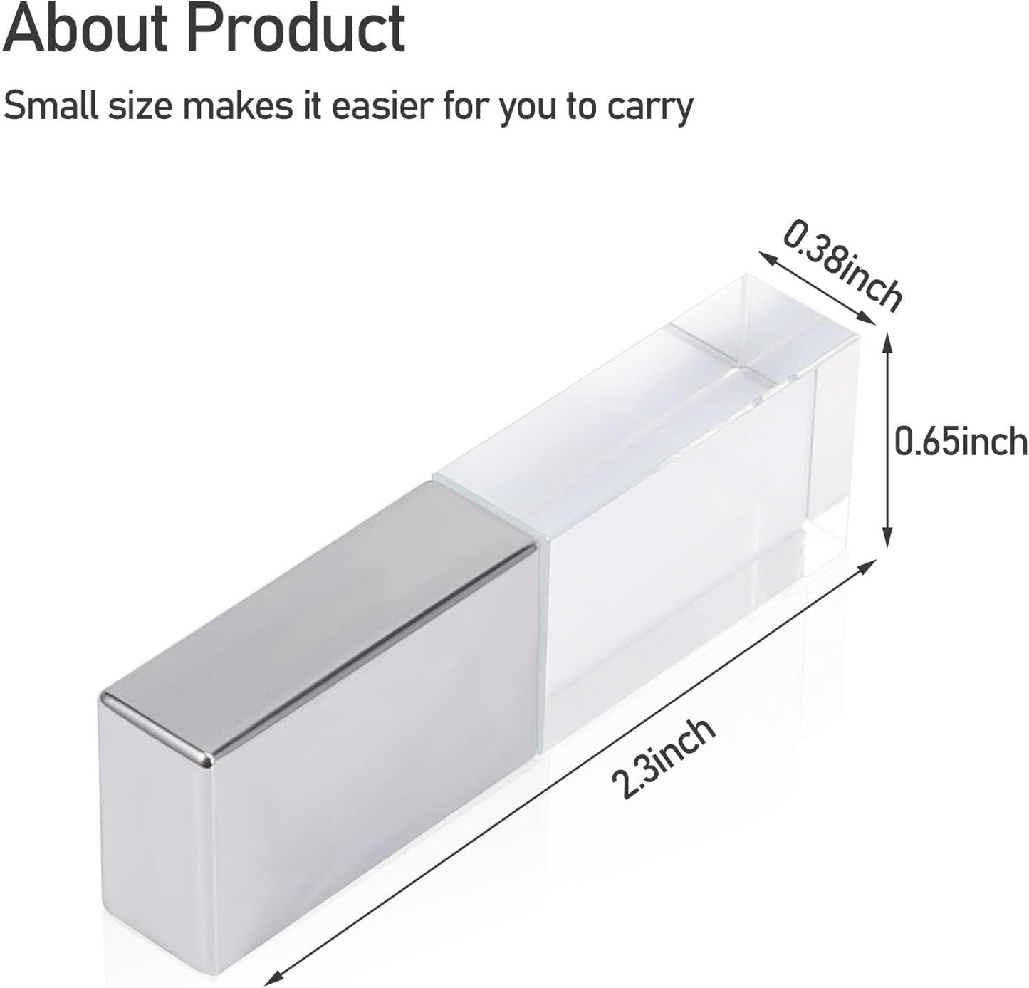 Laak 8GB 3.0 New Crystal Transparent Rectangle Genuine USB Flash Drive Wedding Gift Pendrive,Silver