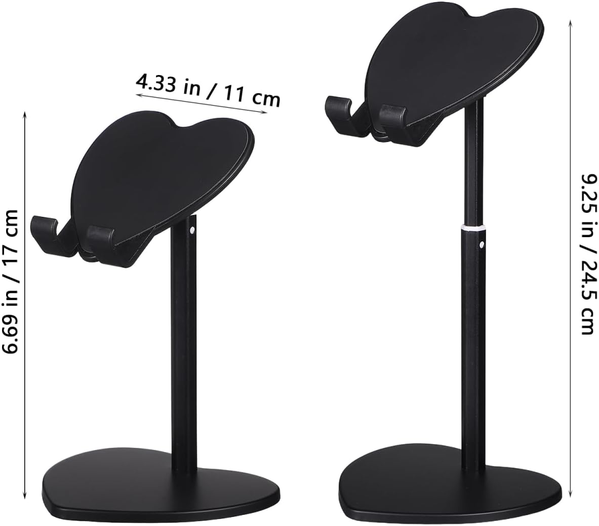 BESTOYARD 7.08 3.93 Inches Heart Shaped Desktop Tablet Stand, Valentine's Day Adjustable Metal Phone Holder for Desk