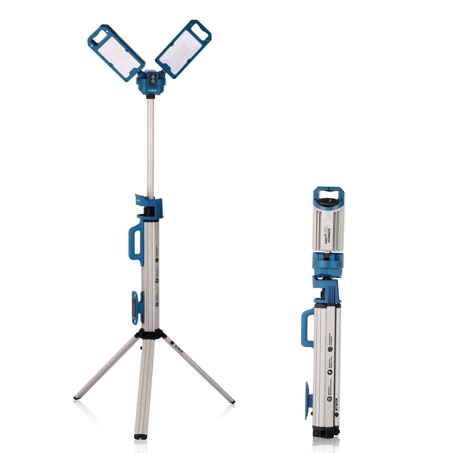 NextLED Ultimate NT-6926M Heavy Duty Tripod Work Light with Detachable Magnetic Lamp Head, 6000 Lumen, 6500/4500K Color Temperature, 8000 mAh Built-in Battery, CRI 90+, AC/DC Compitable