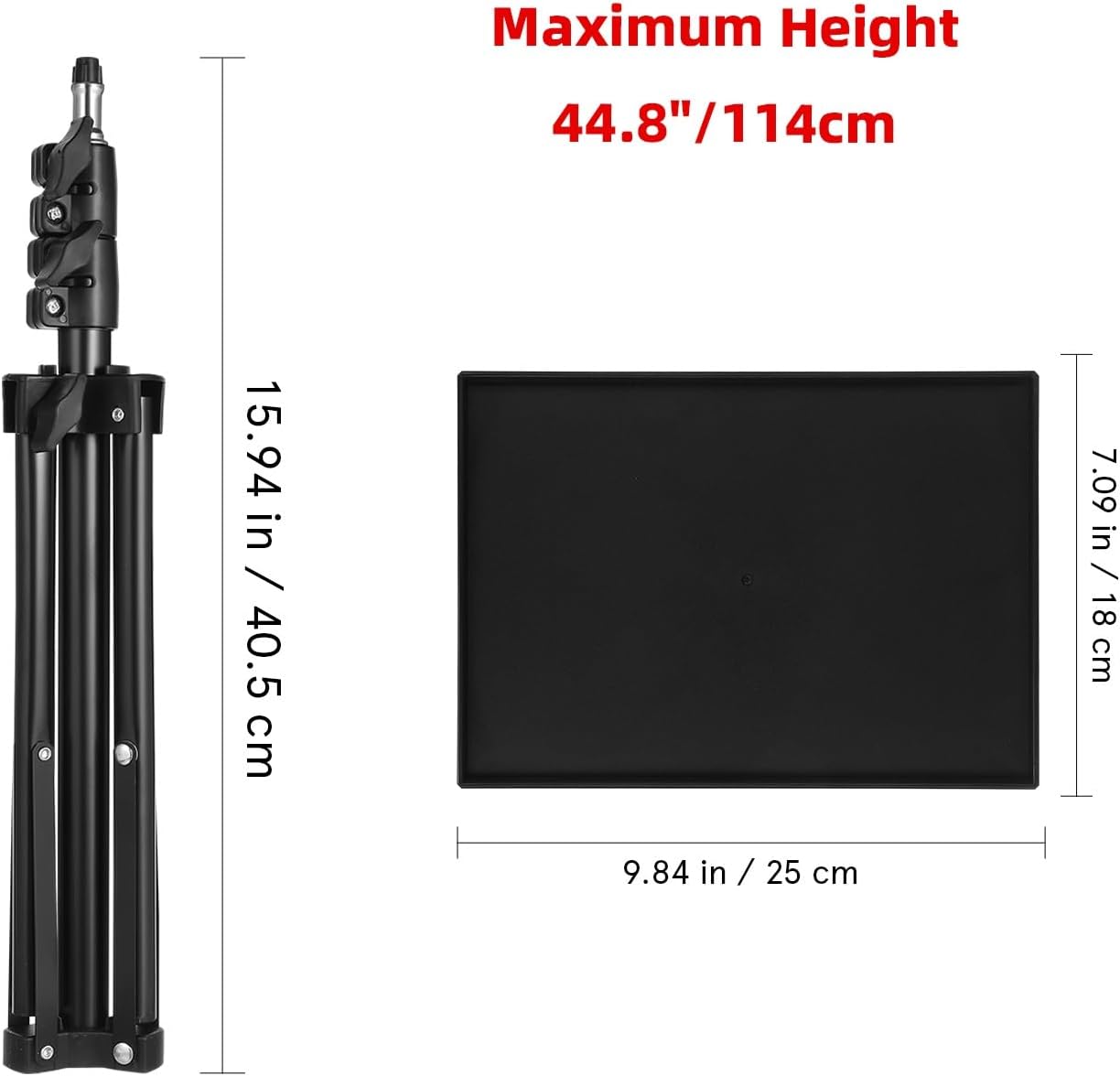 44. 88 Inch, 4.4lbs, 7.09 9.8) Veemoon Small Projector Stand Tripod with Tray, Adjustable Laptop Tripod Holder