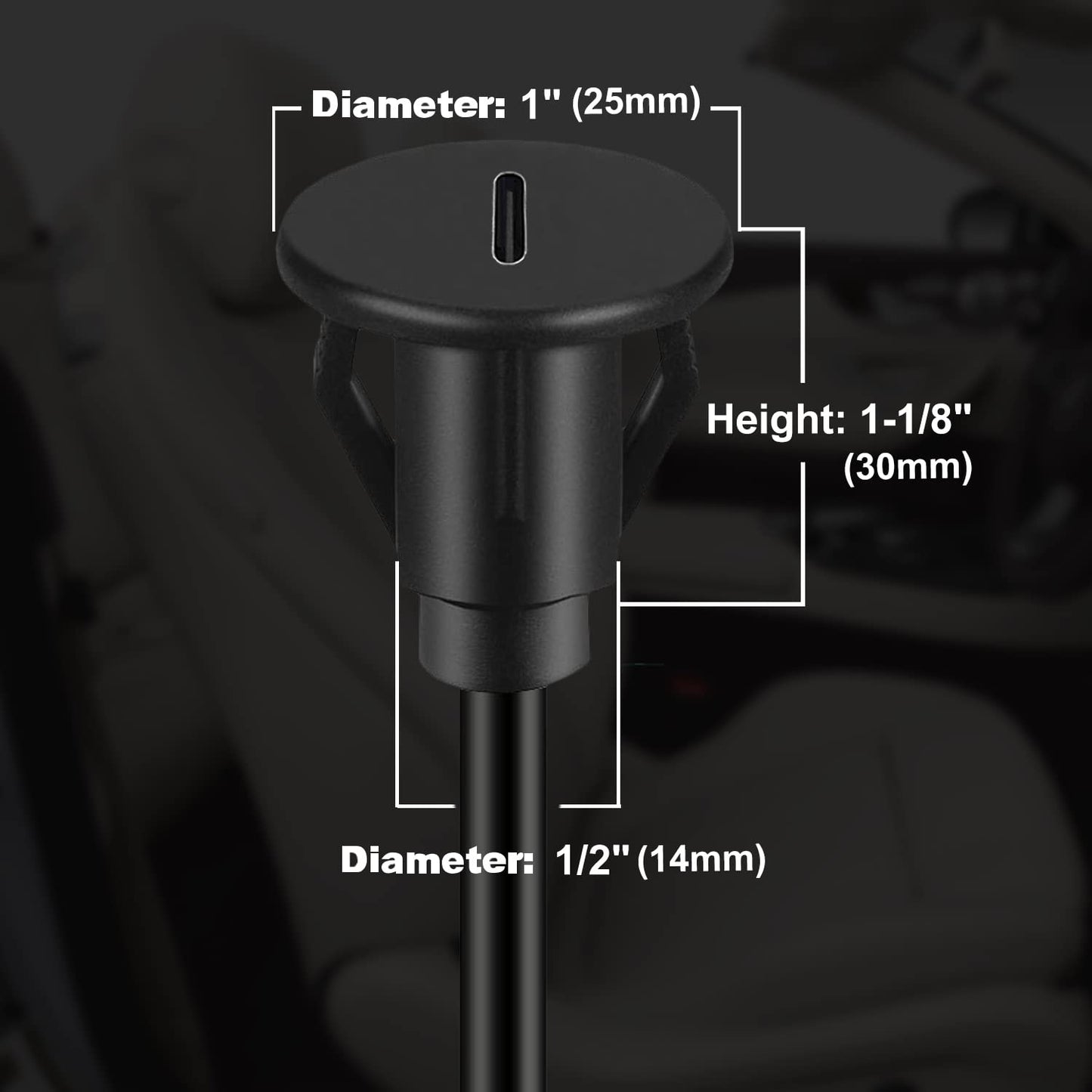 3/4" 3.1 3.1 3ft BATIGE Round Hole Small Type C Car Flush Mount Cable USB C Panel Mount Male to Female Extension Cable