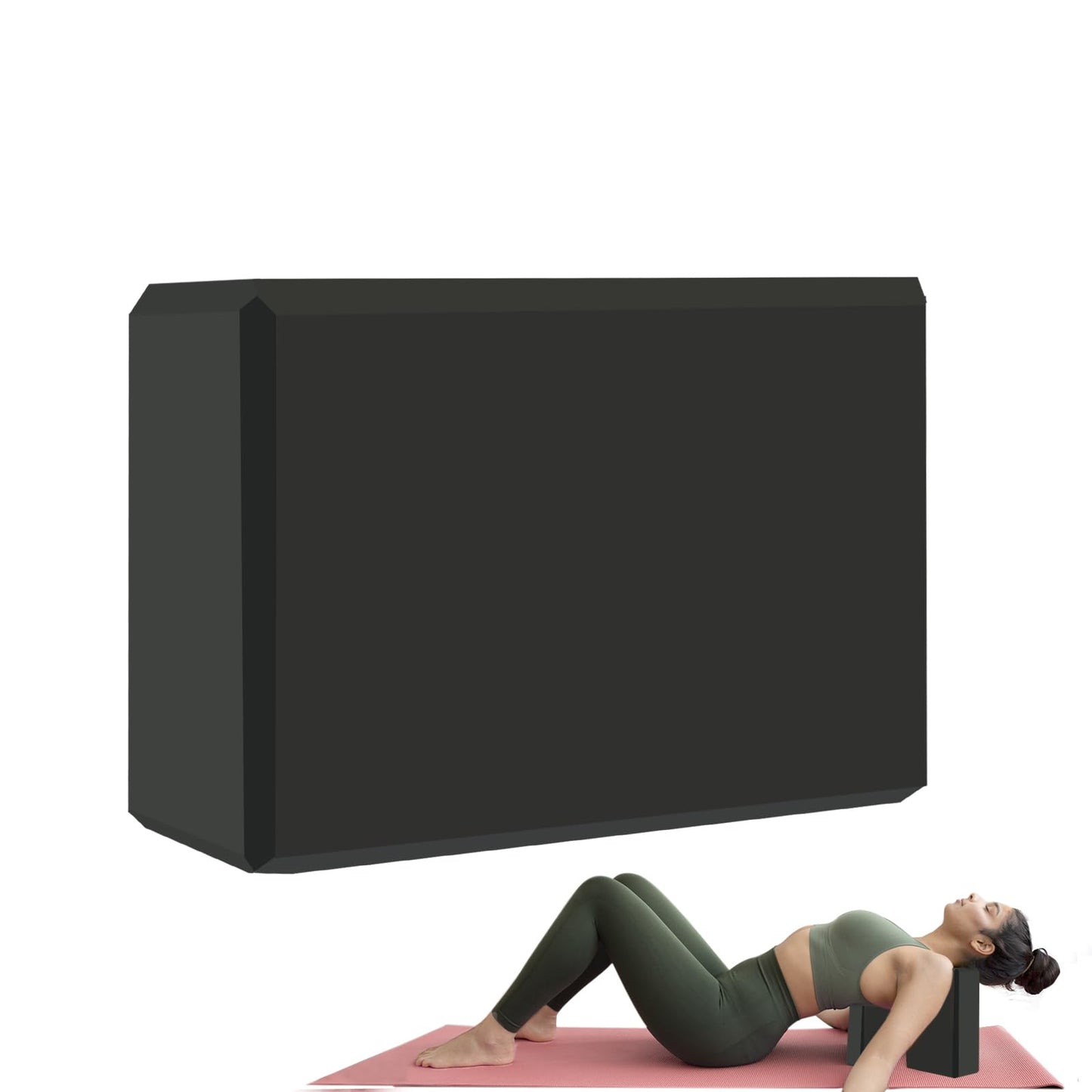 MBKHFLL Yoga Block - Supportive Latex-Free Eva Foam - Soft Non-Slip Surface with Beveled Edges for Yoga, Pilates, Meditation - Yoga Accessories for Stability, Balance, Deepen Stretches (black)