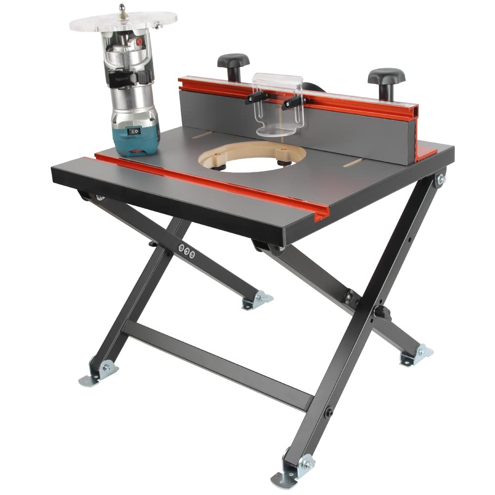 O'SKOOL Quick Convertible and Foldable Benchtop Trim Router Table with Insert Plate Kit, RTS10